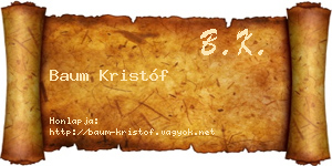 Baum Kristóf névjegykártya